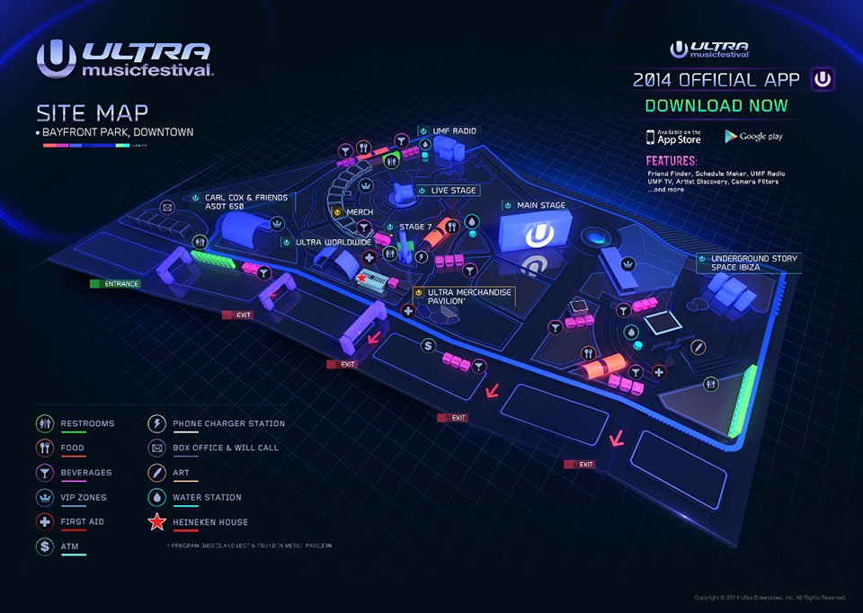 ultra music festival 2014 site map - edm | electronic