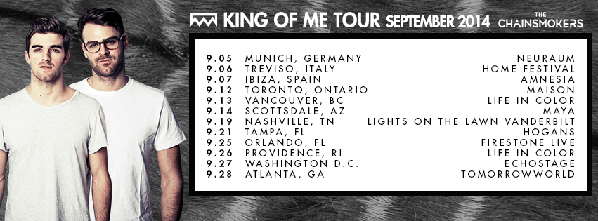 chainsmokers king of me tour