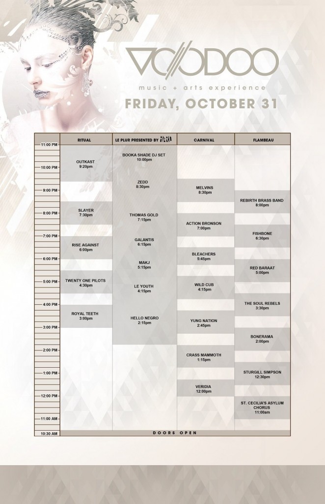 voodoo 2014 schedule