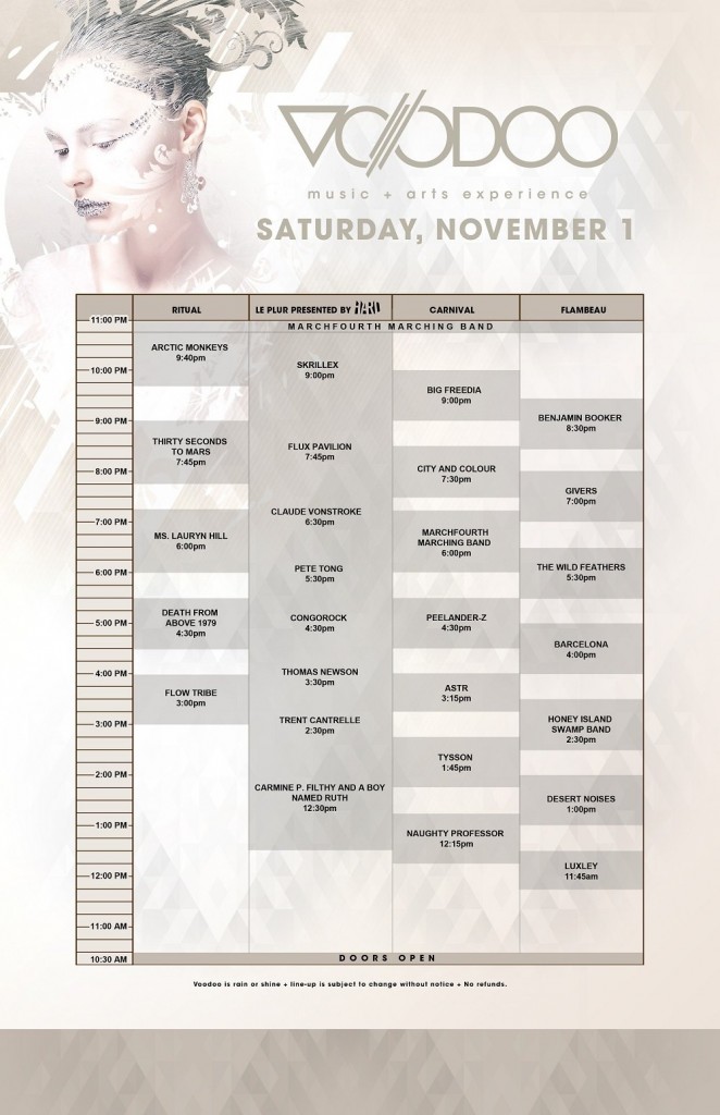 voodoo 2014 schedule