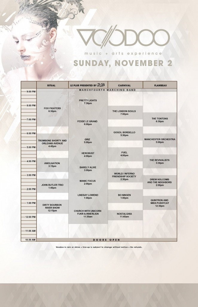 voodoo daily schedule