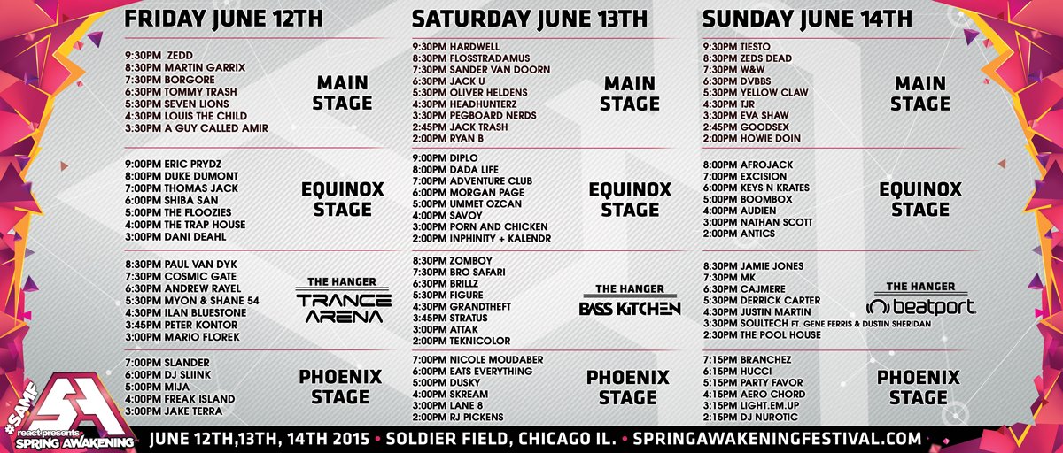 Spring Awakening Drops Official Festival and Insane After Party Schedules