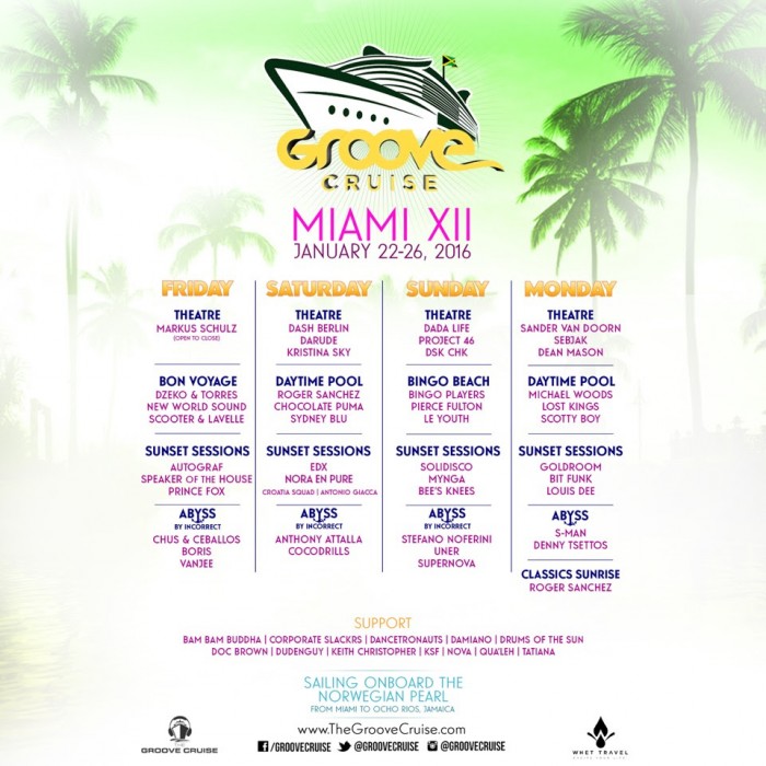 Groove Cruise Miami 2016 lineup.