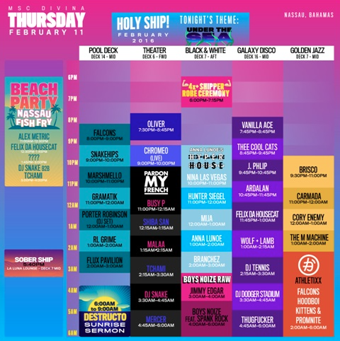 HOLY SHIP! Thursday Feb 11th Schedule