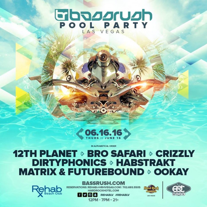 Bassrush Massive Pool Party held at the Rehab Hotel