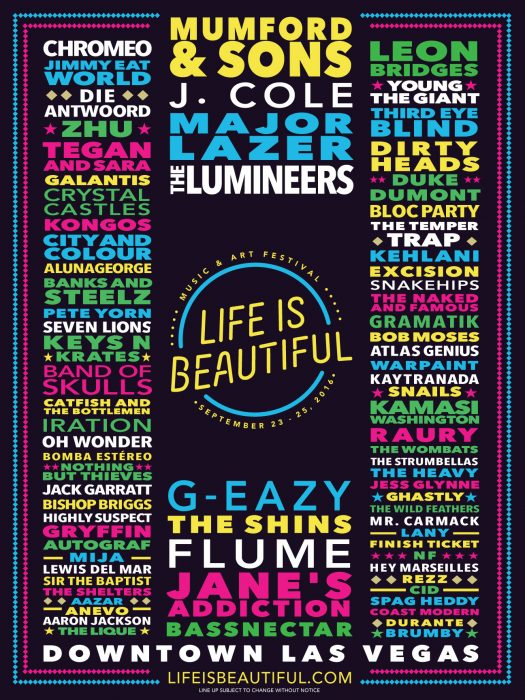 Life is Beautiful Unveils Spectacular and Diverse 2016 Lineup - EDM