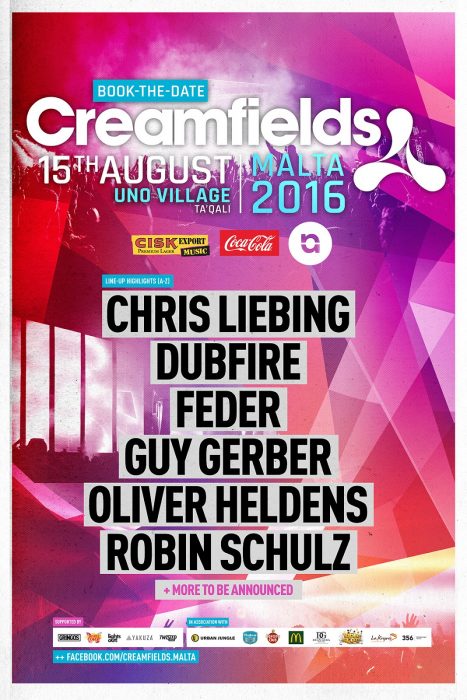 Creamfields Malta 2016 Full Lineup 