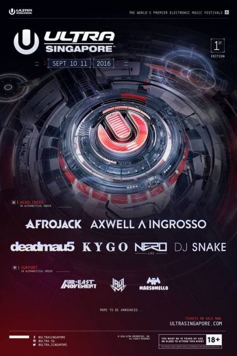 Ultra Singapore 2016 Phase 1 Lineup