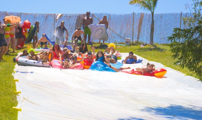 The Slip N Slide kept the partiers cool @ Woogie