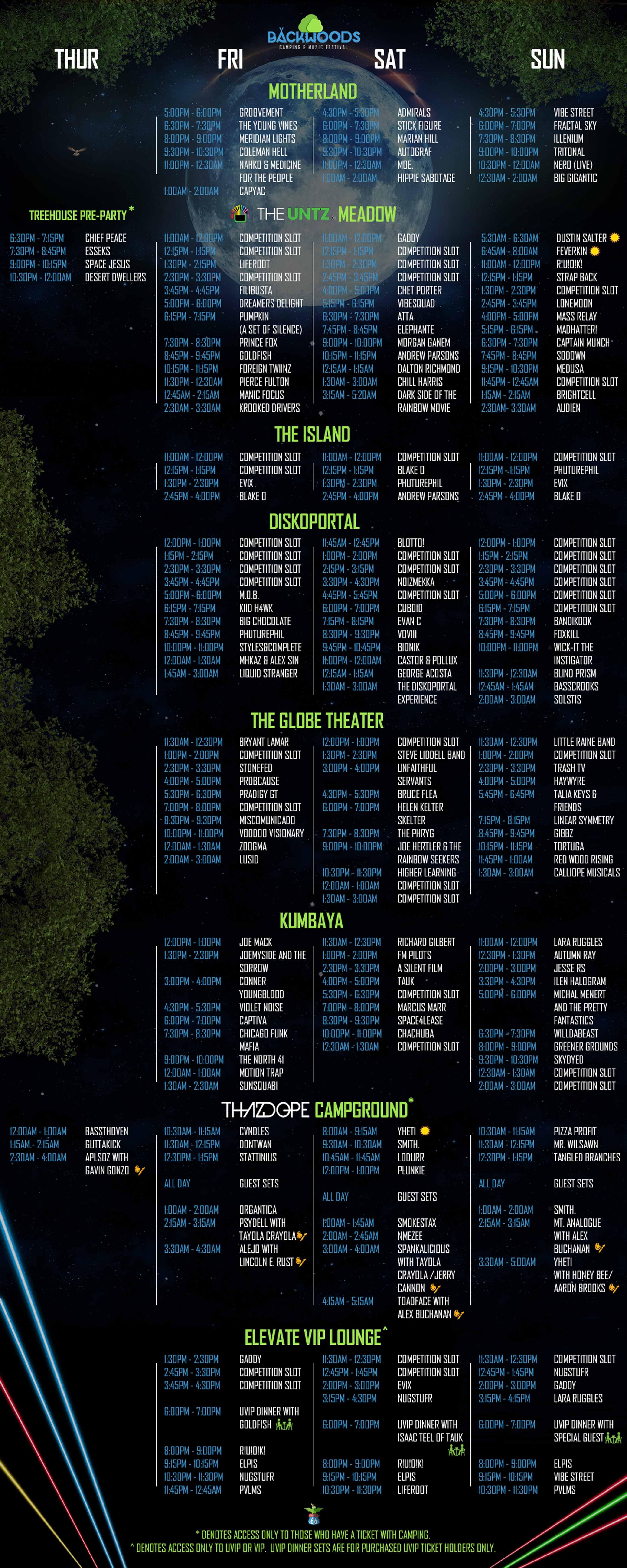 Backwoods Festival Schedule 2016