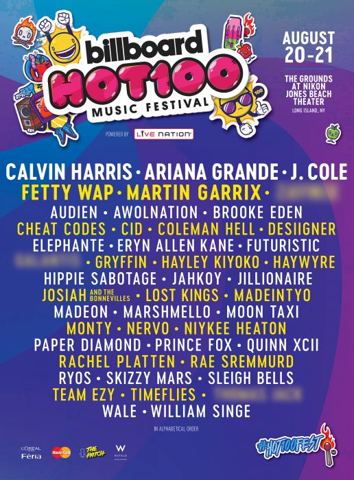 Billboard Hot 100 Festival 2016 Lineup