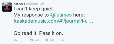 Kaskade Tweets back at LA Times