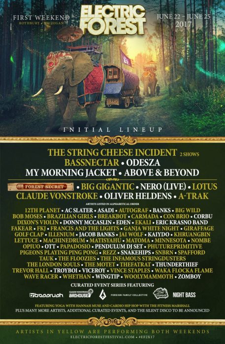 Electric Forest Weekend 1 Phase 1 Lineup