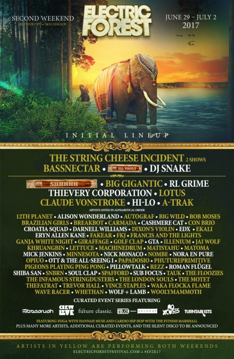 Electric Forest Weekend 2 Phase 1 Lineup