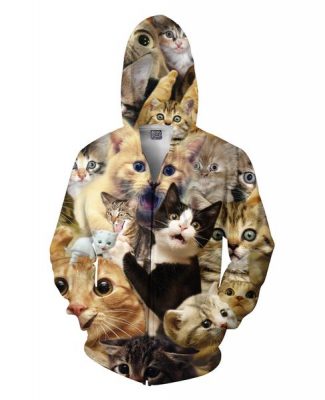 Surprised Cats Zip-Up Hoodie