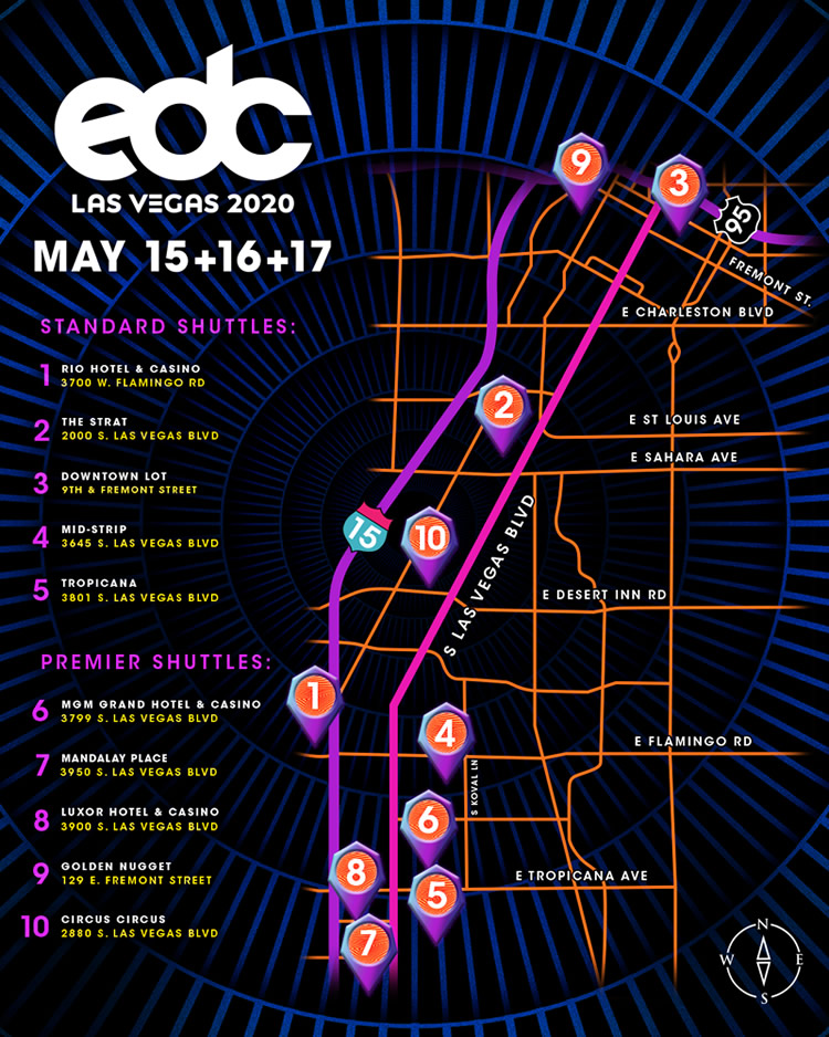 EDC Las Vegas 2020 Shuttle Program Announced by Insomniac EDM