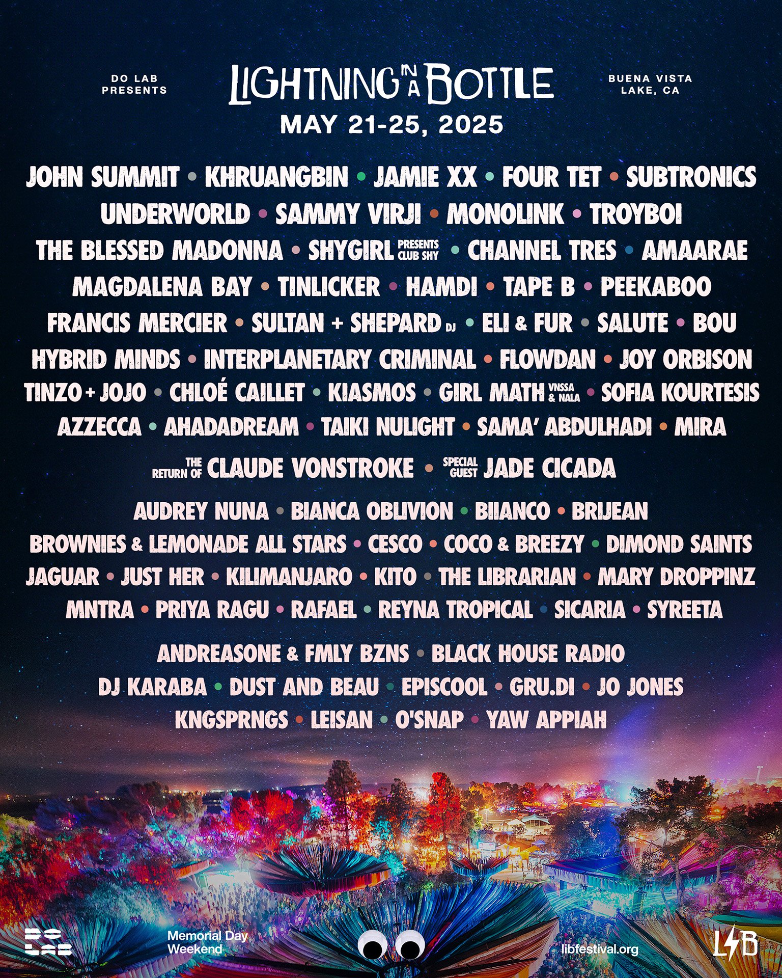 Do Lab Reveals 2025 Lightning In A Bottle Lineup Phase 1 LiB2025 Lineup 4x5 Web