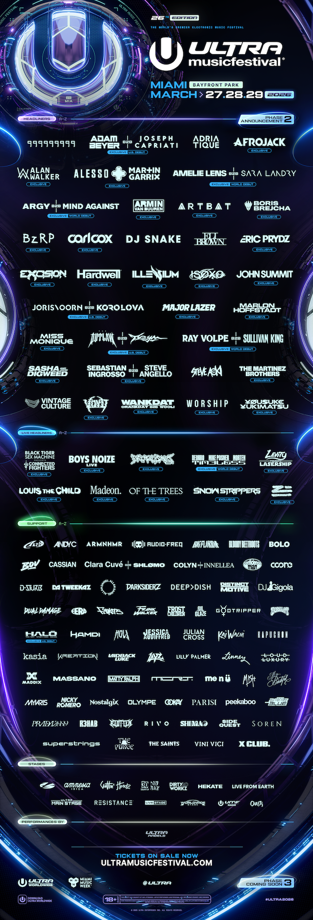 Ultra Music Festival 2026 Lineup Phase 2