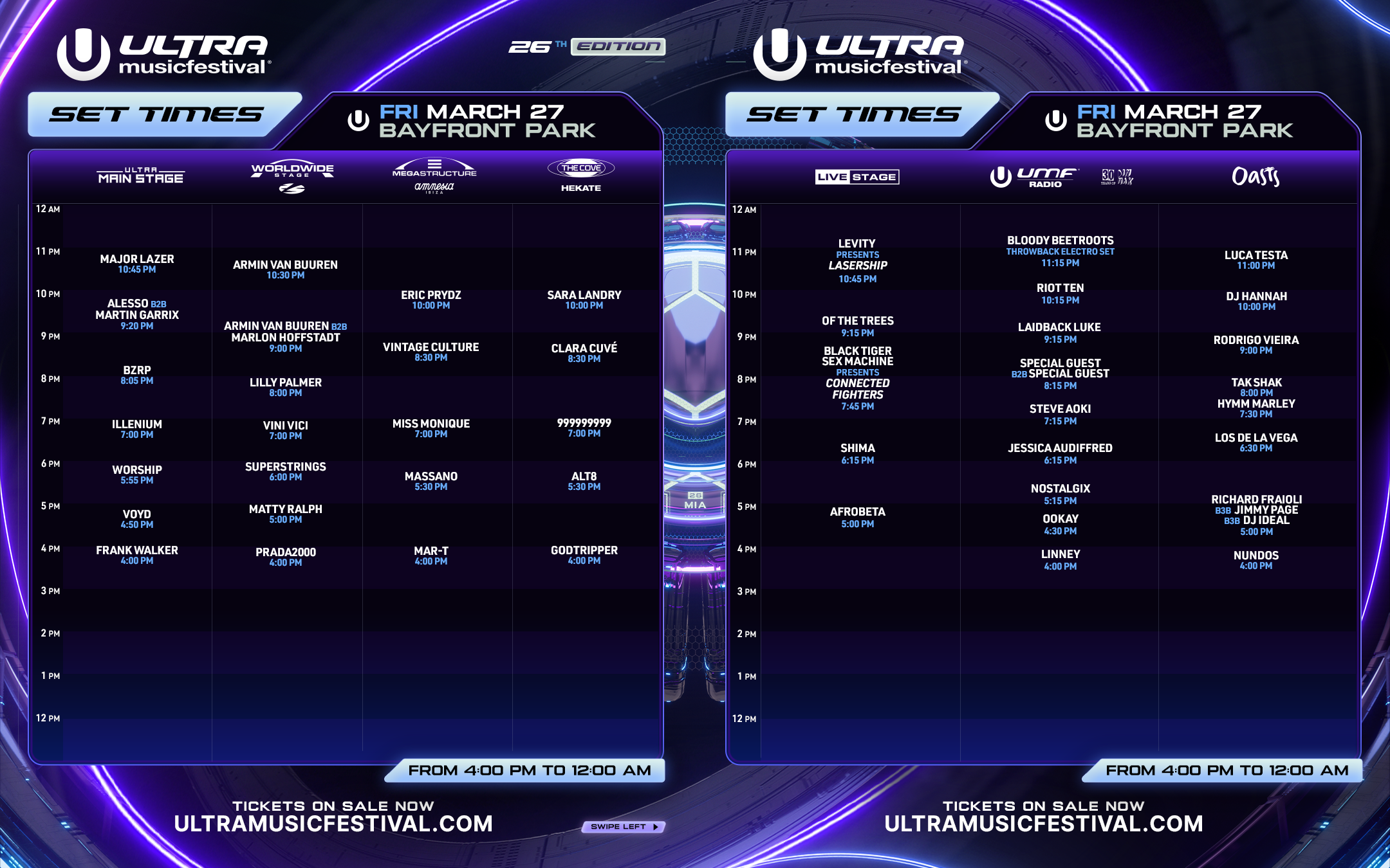 ULTRA Miami 2026 Set Times Friday