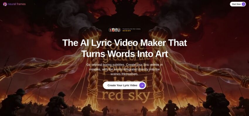 Neural Frames AI Lyric Video Maker Interface Screenshot (4K Vertical Canvas)